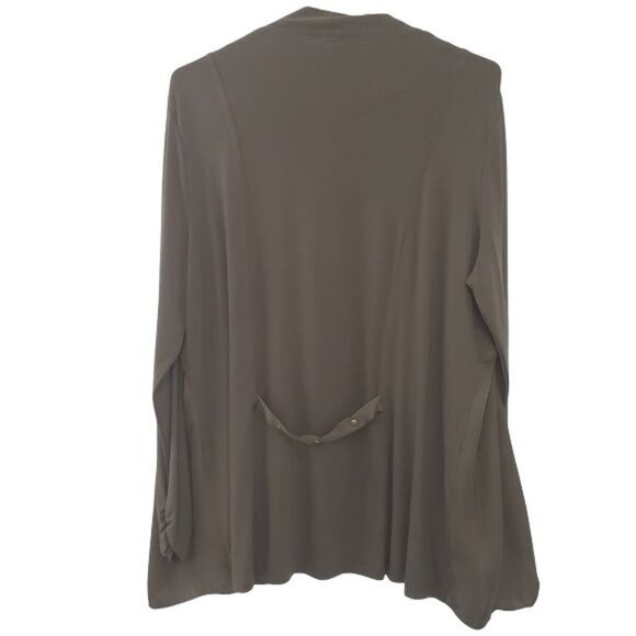 Adam Jacobs Satin Drape Front CoverUp Jacket Top - Picture 2 of 10